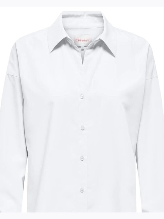 Only Women's Long Sleeve Shirt Bright White