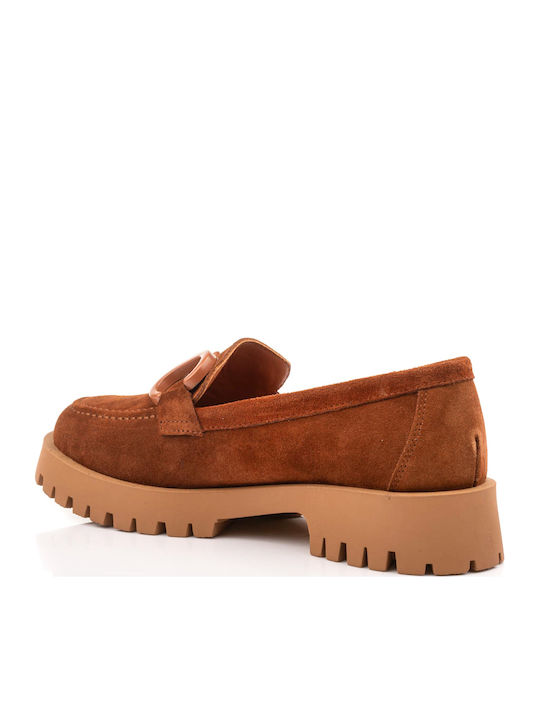 Δερμάτινα Γυναικεία Loafers σε Ταμπά Χρώμα