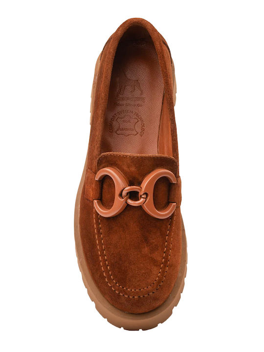 Δερμάτινα Γυναικεία Loafers σε Ταμπά Χρώμα