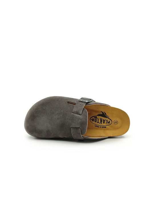 Plakton Women's Leather Anatomic Clogs Gray