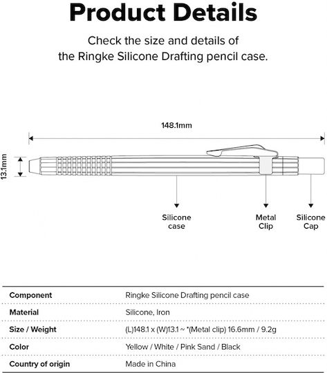Ringke Silicone Drafting Pencil Case Θήκη Γραφίδας για Apple Pencil σε Μαύρο χρώμα