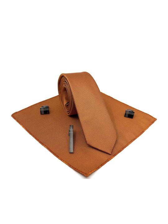 Legend Accessories Synthetic Men's Tie Set Printed Orange