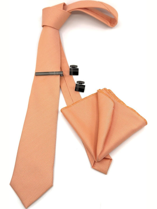 Legend Accessories Σετ Ανδρικής Γραβάτας Μονόχρωμη σε Πορτοκαλί Χρώμα