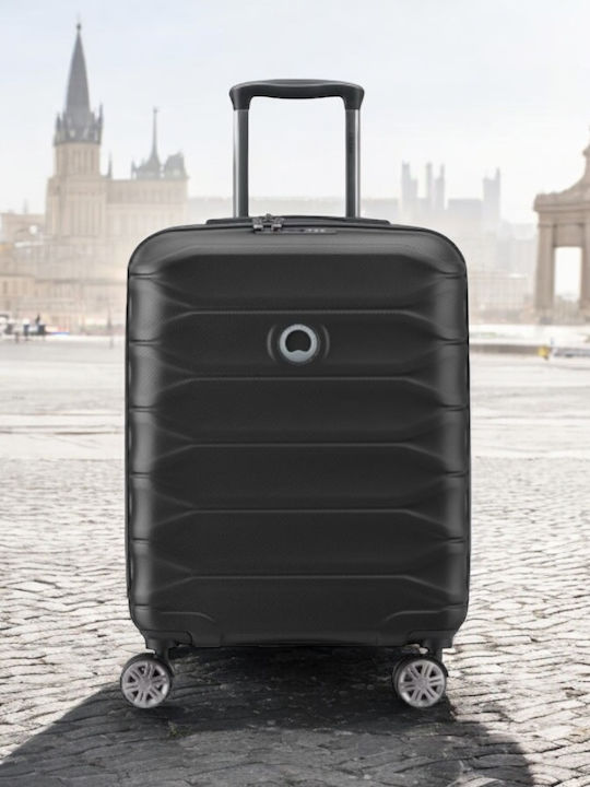 Delsey Meteor Куфар За Пътуване Кабинен Твърд Черен С 4 Колела Височина 55см
