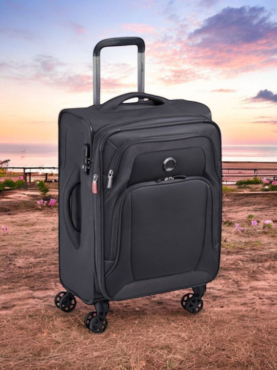 Delsey Optimax Expandable Kabinenreisekoffer Weichschalen Schwarz mit 4 Räder Höhe 55cm 328580100T9
