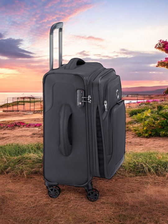 Delsey Optimax Expandable Kabinenreisekoffer Weichschalen Schwarz mit 4 Räder Höhe 55cm 328580100T9