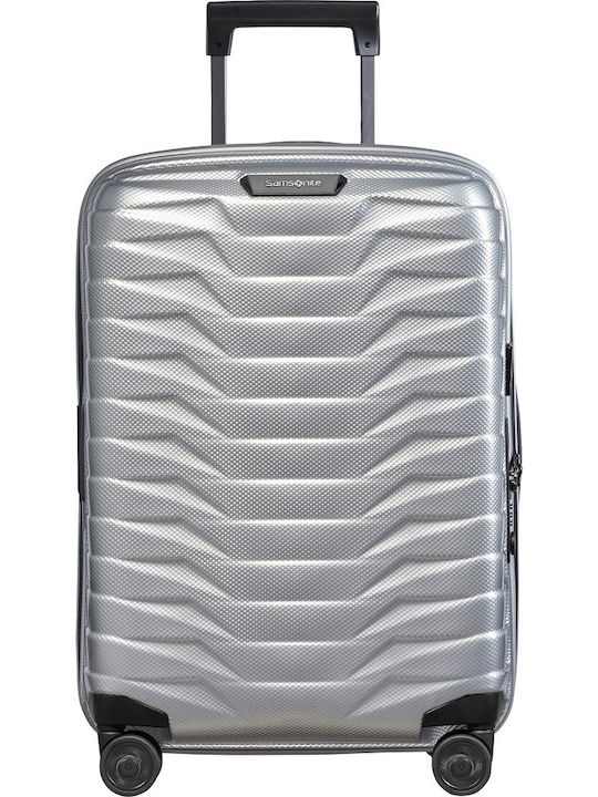 Samsonite Proxis Βαλίτσα Ταξιδίου Καμπίνας Σκληρή Silver με 4 Ρόδες Ύψους 55εκ.
