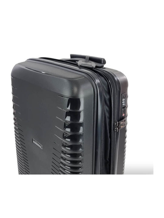 Rain Cabin Hard Travel Suitcase Black with 4 Wheels Height 55cm
