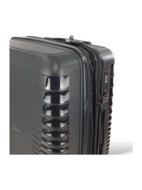 Rain Cabin Hard Travel Suitcase Black with 4 Wheels Height 55cm
