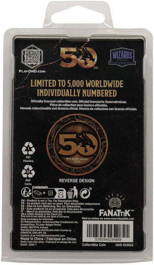 Dungeons & Dragons Collectable Coin 50th Anniversary Antique Gold Edition 4cm