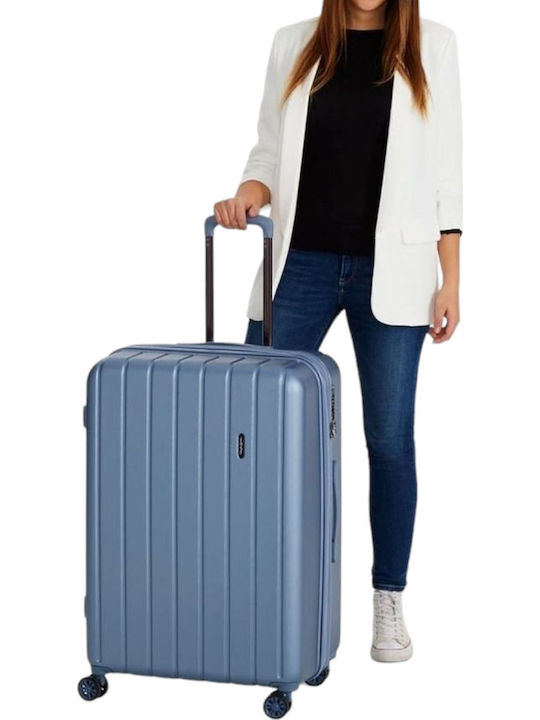 Movom Großer Hartschalen Reisetrolley Himmelblau mit 4 Rädern Höhe 75cm