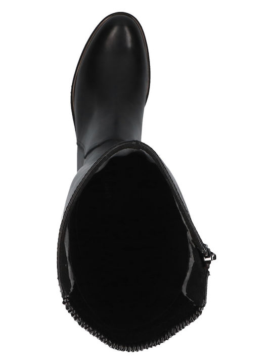 Leather Riding Boots with Zipper Black
