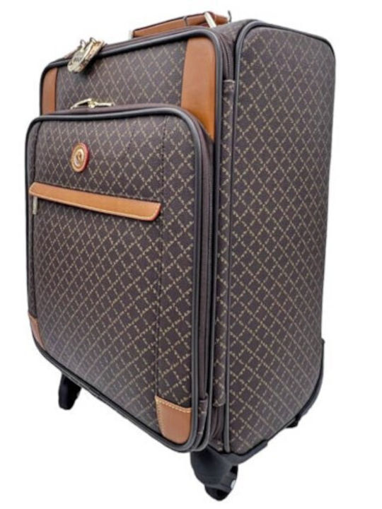 La tour Eiffel Valiză De Călătorie Cabină Din Material Textil Maro Cu 4 Roți Înălțime 46 Cm