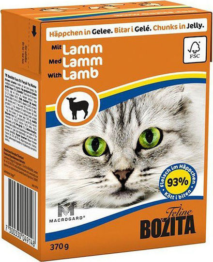 Bozita Feline Wet Food for Adult Cats in Pouches with Lamb Grain-Free & Gluten-Free 370gr