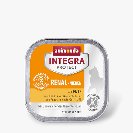 Animonda Integra Protect Renal Nassfutter für Erwachsene Katzen in Tablett mit Ente Diät, ohne Getreide 100gr
