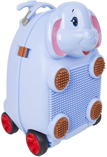 Zoolittle Elephant Children's Cabin Travel Suitcase Hard Blue with 4 Wheels Height 47.5cm