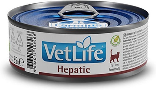 Farmina Vet Life Hepatic Υγρή Τροφή για Ενήλικες Γάτες σε Κονσέρβα χωρίς Σιτηρά & Γλουτένη 85gr