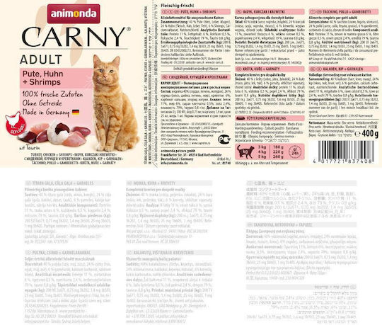 Animonda Carny Adult Wet Food for Adult Cats in Cans with Shrimps and Chicken Grain-Free 400gr