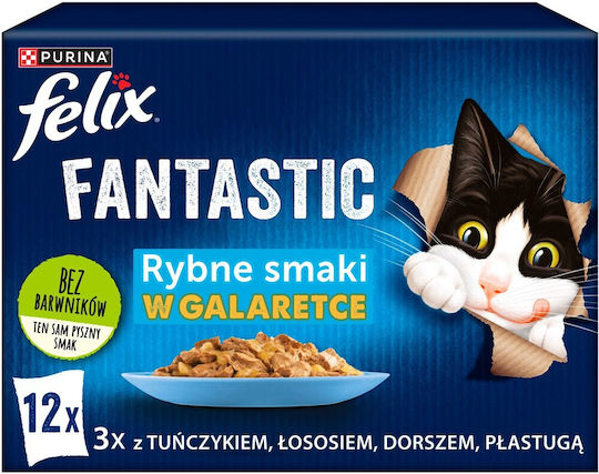 Felix Υγρή Τροφή για Γάτες σε Φακελάκι με Σολομό και Τόνο 12x85gr