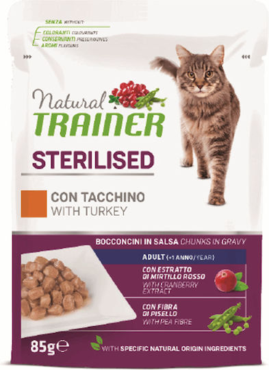 Trainer Sterilised Wet Food for Adult Cats in Pouches with Turkey 85gr 9030180