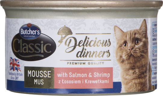 Butcher's Pet Care Classic Delicious Dinners Wet Food for Senior Cats in Cans with Salmon Gluten-Free 85gr