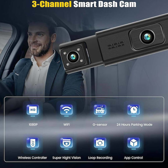 1080P Windshield Car DVR Set with Rear Camera, 3.16" Display with Suction Cup