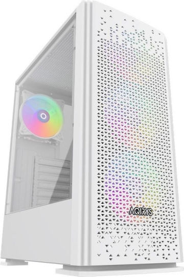 Aqirys Gacrux Gaming Midi Tower Κουτί Υπολογιστή με Πλαϊνό Παράθυρο και RGB Φωτισμό Λευκό