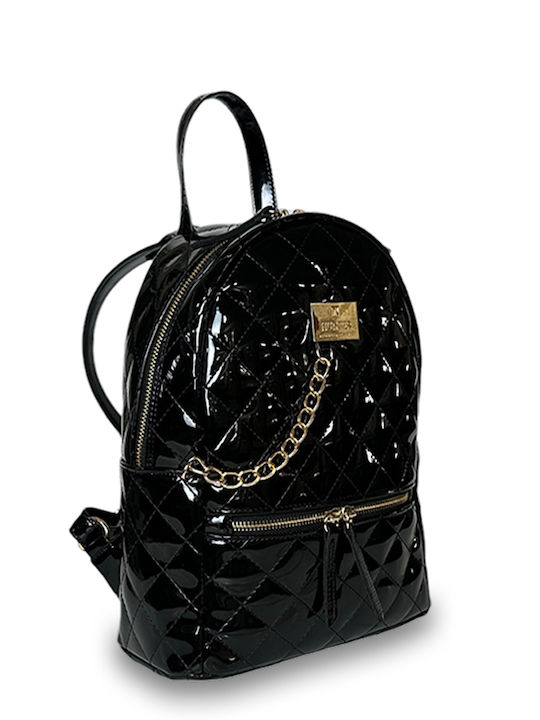 Hunter Women's Bag Backpack Black Patent Leather