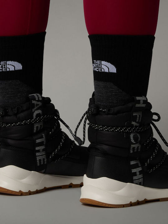 Synthetic Leather Snow Boots with Laces & Fur Thermoball Black