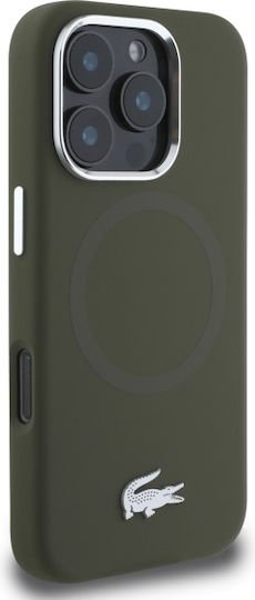 Lacoste Silicone Croco Logo Magsafe Задна корица Пластмаса / Силикон Каки (iPhone 16 Pro Max)