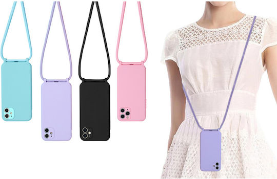 Sonique Carryhang Back Cover Σιλικόνης 0.5mm με Λουράκι Φούξια (Redmi Note 10 / 10s / Poco M5s)