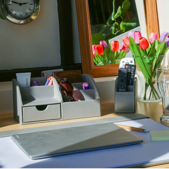 Leather Desk Organizer in Gray Color 1pcs 29x15x14cm