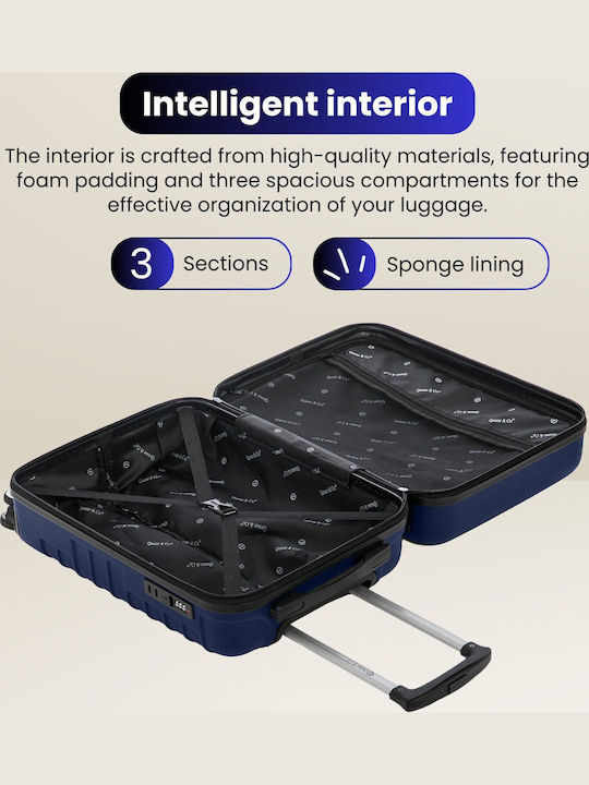 Quasar Line Kabinenreisekoffer Hartschalen Navy Blue mit 4 Räder Höhe 55cm
