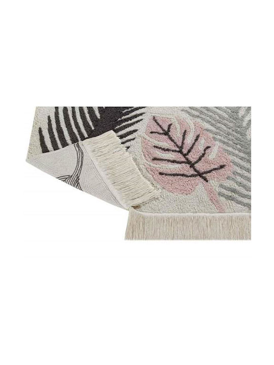 Lorena Canals Tropical leaves Handgefertigt Synthetisch,Polyester/Cotton/Leather Pink