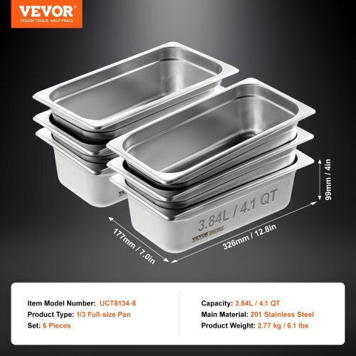Vevor Stainless Steel Gastronorm GN1/3