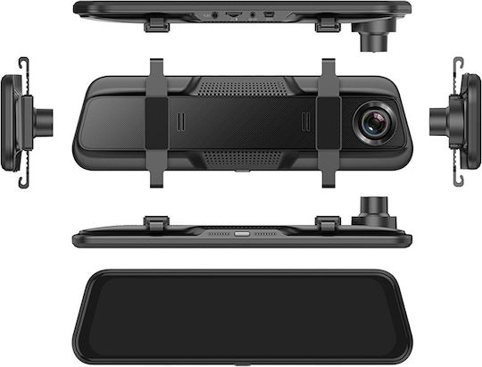 Powertech 1080P Mirror Car DVR Set with Rear Camera, 9.66" Display