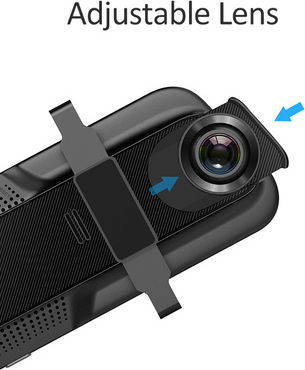 Powertech 1080P Mirror Car DVR Set with Rear Camera, 9.66" Display