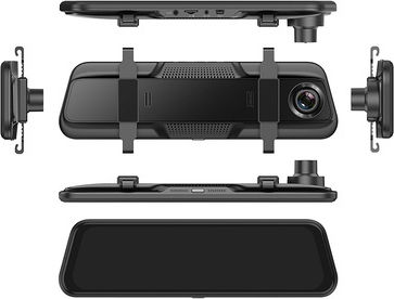 Powertech 1080P Mirror Car DVR Set with Rear Camera, 9.66" Display
