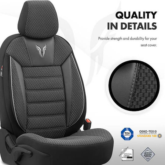Auto Gs Vordersitzbezüge 11Stück Baumwolle Design Schwarz
