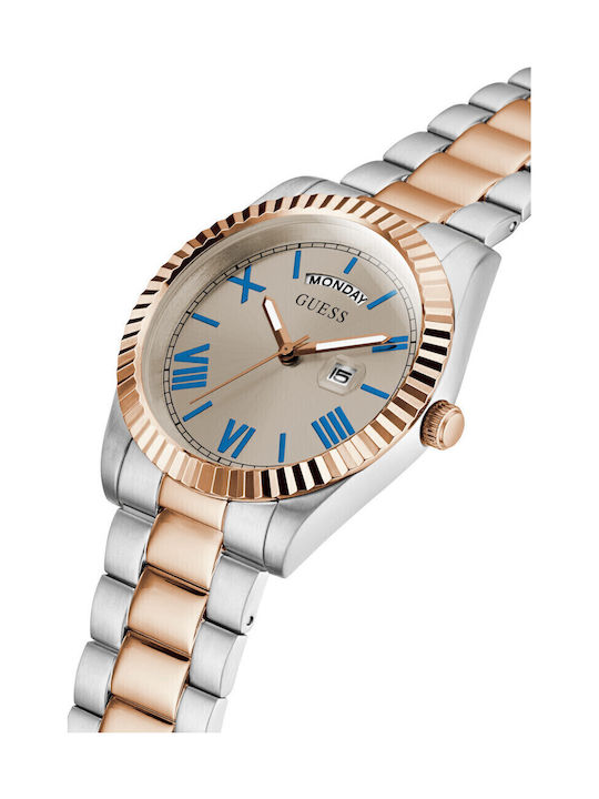 Guess Connoisseur Ανδρικό Ρολόι 42mm Μπαταρίας με Ροζ Χρυσό Μεταλλικό Μπρασελέ