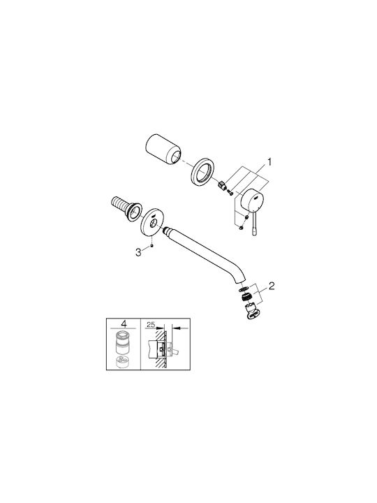 Grohe Built-in Faucet Mixer for for Bathroom Sink 2 Exits Inox Silver
