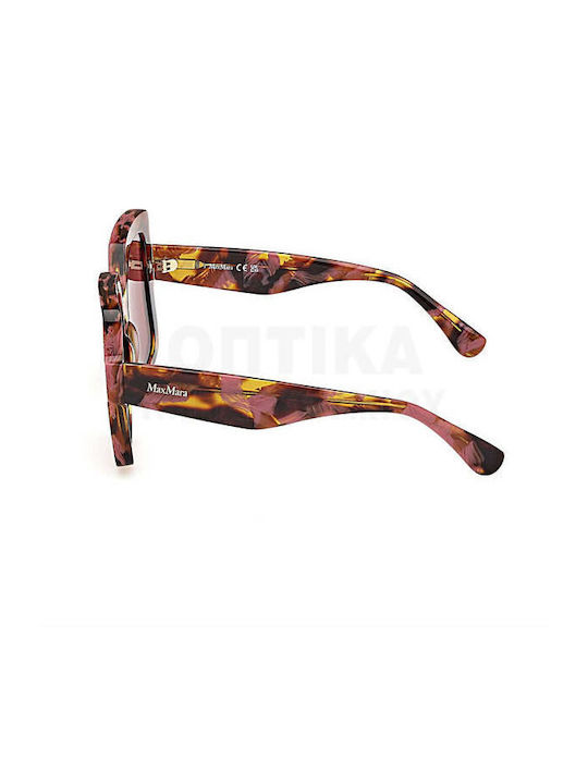 Max Mara Women's Sunglasses with Brown Tartaruga Plastic Frame and Pink Lens MM 0088 55S