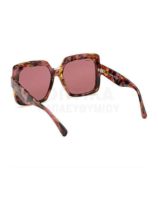 Max Mara Women's Sunglasses with Brown Tartaruga Plastic Frame and Pink Lens MM 0088 55S
