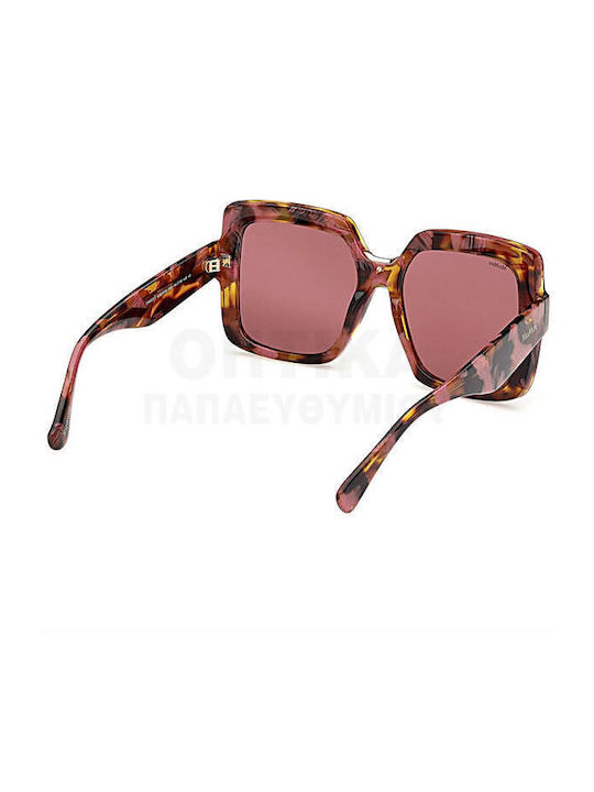 Max Mara Women's Sunglasses with Brown Tartaruga Plastic Frame and Pink Lens MM 0088 55S