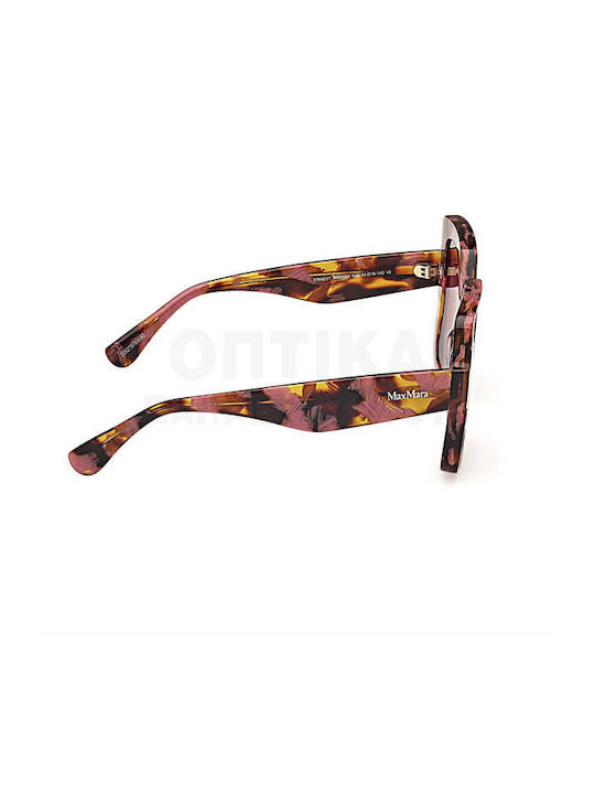 Max Mara Women's Sunglasses with Brown Tartaruga Plastic Frame and Pink Lens MM 0088 55S