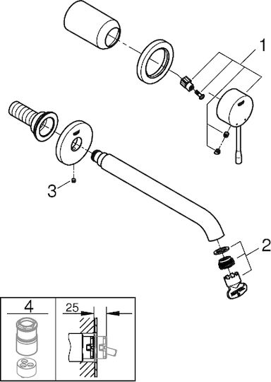 Grohe Μίκτης Μπαταρίας Εντοιχισμού για Νιπτήρα 2 Εξόδων Χρυσός