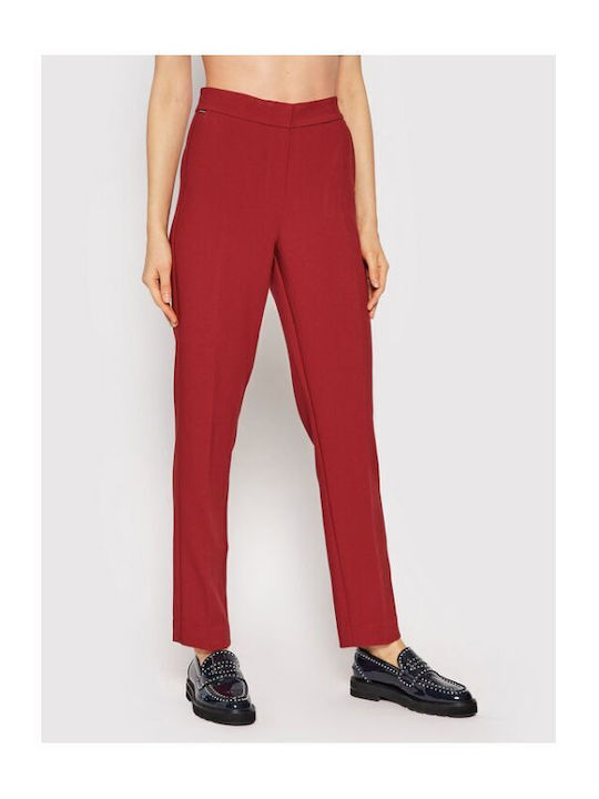 Tommy Hilfiger Women's Fabric Trousers in Slim Fit Regatta Red