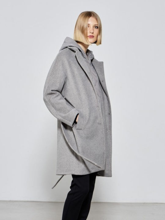 Passager Coat with Quilted Interior Details Grey