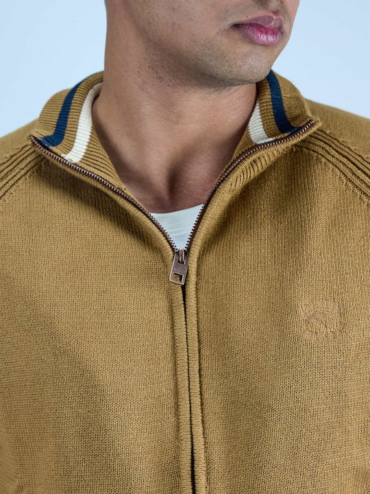 Indicode Men's Knitted Cardigan with Zipper Camel