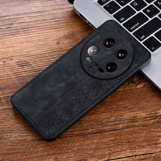 3d Embossed Back Cover Leather / Silicone Black (Xiaomi 14 Ultra)